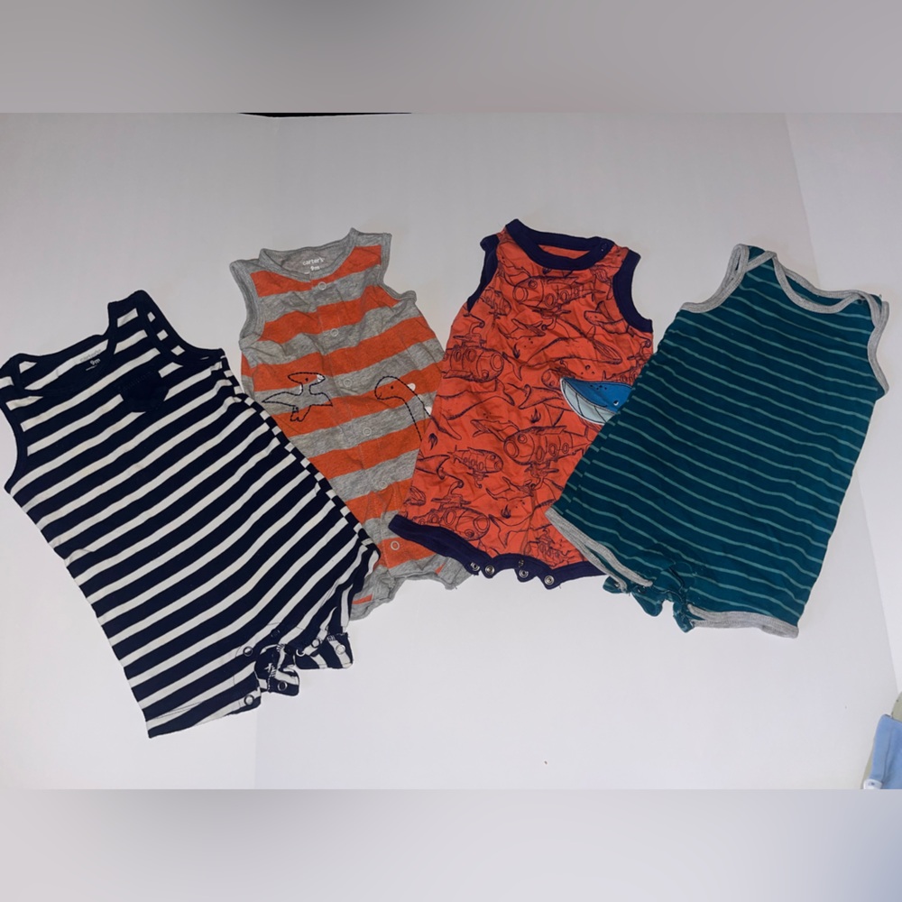 Carter's Gray & Orange Striped Baby Onesie